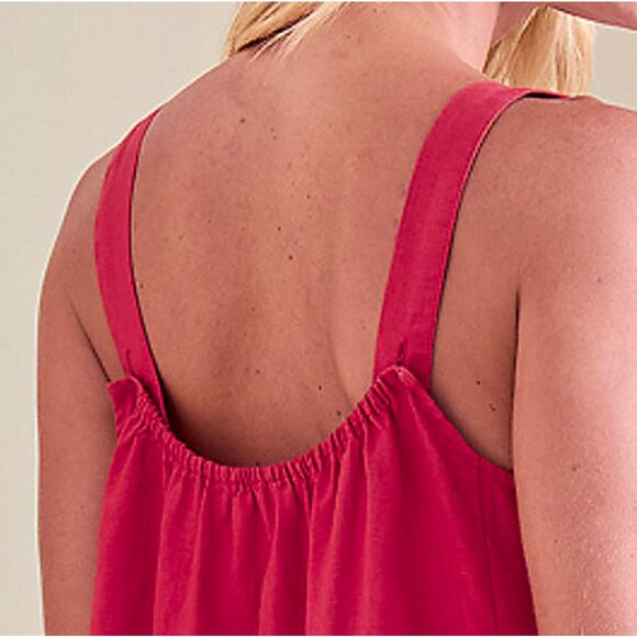 $238 EILEEN FISHER Organic Linen Midi Cami Dress Sundress | Sz XL, Geranium Pink - Picture 5 of 16